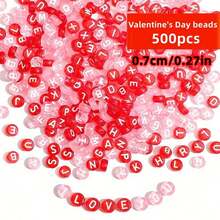 Yiwu Qiyou Accessories Co., LTD 500/200/100颗 7毫米 随机款式 粉色，情人节配色，适用于项链、手链等珠宝制作，珠子及珠子组合