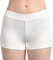 Cut Low Rise Booty Shorts - Spandex Active Dance Yoga Workout Fitness Shorts WomenA Valentine's Day KV0K - 白色 - 查看 7