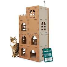 Furhaven Muebles para gatos - Tiger Tough High Castle Tower Área de juegos Apartamento escondite corrugado Rascador para gatos y gatitos cartón marrón talla única - Castillo medieval parque infantil - Ver 1