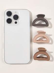 Bộ 5 kẹp tóc hình bán nguyệt rỗng, màu kaki trơn, mờ, phụ kiện tóc buộc nửa đầu tối giản, thường ngày cho nữ, phụ kiện tóc cần thiết cho kỳ nghỉ hè và trang phục mùa hè. - Nhiều màu - Xem 6