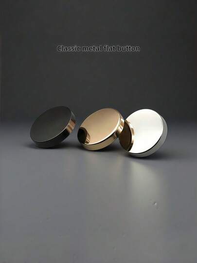 10/15/20 כפתורים עגולים בגודל 25 מ"מ; עיצוב מינימליסטי אופנתי; אביזרי בגד לתפירה בעבודת יד, מתאים לחולצות ושמלות; 3 אפשרויות צבע (זהב/כסף/שחור נשק)