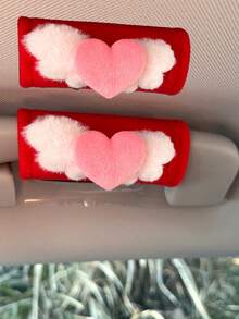 "1PC/2PCS/4PCS Plush Heart Wing Car Handle Cover, Sweet Auto Interior Decor, Soft Car Handle Glove For Girls, 4 Colors Optional".Car Accessories,Car,Car Decor. - Various - View 16