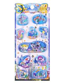 Ocean Animal Shaker Stickers, Underwater Creatures Shark Dolphin Quicksand Crystal Sticker Decals - Multicolor - View 14