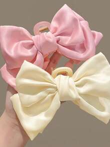 3件套 女士粉色、黑色、白色优雅蝴蝶结大号发爪夹 女士发饰 时尚发夹 - 彩色 - 查看 6
