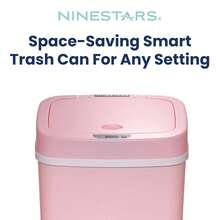 Ninestars DZT-12 – 5 Dormitorio o baño automático sin contacto con sensor de movimiento por infrarrojos, 11.4 l, base de acero inoxidable (rectángulo, tapa negra) - rosa - Ver 3