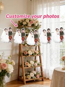 7/14/21pc Customizable Bride & Groom Photo Banner - Personalized Wedding Banner Pulling Flag, Bridal And Groom Decoration - Wedding Background Decoration,Bridal Showers, Anniversaries & Bachelor Parties - Perfect For Indoor & Outdoor Decor, Wedding Decoration | Elegant Photo Banner | Durable Paper Banner, Wedding Decorations - White - View 3