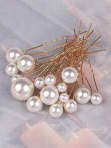 18个/套 U型珍珠发夹，新款简约日常发饰，婚礼派对盘发发夹，新娘发饰 - 彩色 - 查看 8
