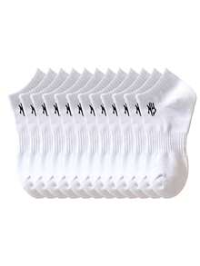 20/15/12/10/5/3/1 双装舒适透气男士短袜，白色，字母装饰，隐形袜，双线防滑设计，白/黑，低帮袜，踝袜，柔软透气，适合商务、休闲、居家、运动、学院风等多种场合，四季皆宜，颜色随机发货 - 彩色 - 查看 25