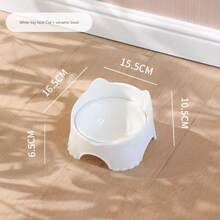 1pc PP + Ceramic Pet Bowl, Cute Cat Bowl, Ceramic High Foot Cat Food Bowl, Wall-Mounted Anti-Spill Cat Bowl, Adorable Cat Style