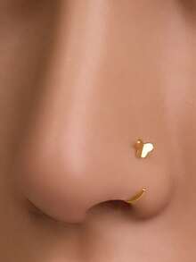 1件S925纯银镀金蝴蝶鼻钩，镀金穿孔环，纯银材质，蝴蝶鼻钩，独特穿孔饰品，男女通用穿孔饰品，鼻环耳环，适合日常佩戴，低过敏性。
