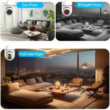 1080P高清WiFi安防摄像头，室内1080P夜视摄像头，355°双向语音家用安防摄像头，2.4G家用安防系统，AI移动侦测，支持彩色夜视，室内监控摄像头 - 白色 - 查看 7