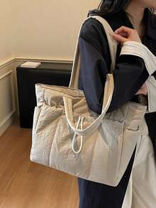 2025 New Large Capacity Tote Bag For Women, Minimalist Design Commuter Bag, Student Shoulder Bag, Casual Handbag - Multicolor - View 5