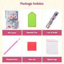 MISCER Pink Roses Diamond Painting Kits For Adults, 5D Full Drill DIY Flower Diamond Painting For Beginners, Home Wall Decor 12x16 Inch - 花-05 - 查看 7