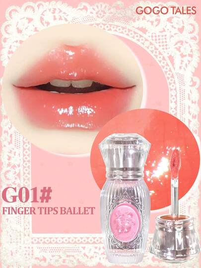 GOGO TALES GOGOTALES Brillo de labios transparente y dulce, hidratante y de larga duración, no se corre fácilmente, tono desnudo fresco y suave, textura similar al cristal, adecuado para estudiantes y citas