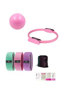 5件套瑜伽普拉提套装，适合初学者在家练习 - 彩色 - 查看 4