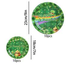 10pcs/20pcs/40pcs/50pcs,St. Patrick's Day 9inch And 7inch Paper Plates,St. Patrick's Day Disposable Paper Plates Set - Green Checkered With Clover, Rainbow & Pot Of Gold Design Plates For Irish Themed Party, Saint Patrick's Day Celebration & Lucky Tableware Supplies - Multicolor - View 13
