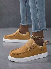 Women's Casual Sneakers, Fashion Streetwear White Shoes, Lightweight Skateboard Shoes - Brown - View 4