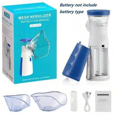 Máquina de nebulizador para adultos y niños, Para problemas respiratorios, Máscaras de nebulizador y Nebulizador de malla de velocidad de nebulización ajustable con cable de alimentación USB, Hidratación facial (no incluye baterí Respirador humidificador Nebulizador portátil,