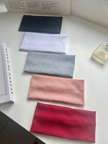 1/3/4/5 件装休闲百搭简约纯色运动头带发箍头巾吸汗带秋冬季女士发饰度假装扮优雅围巾女士头巾柔软头巾 - 彩色 - 查看 8