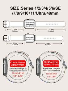 1条柔软、弹性、透气的花卉图案替换腕带，兼容三星、佳明、荣耀智能手表，尺寸可选38mm、40mm、41mm、42mm、46mm、45mm、44mm、49mm；时尚休闲多色硅胶表带，兼容苹果手表Ultra SE/11/10/9/8/7/6/5/4/3/2/1 - 彩色 - 查看 6