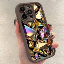 1pcs Luxury Geometric Diamond Pattern Phone Case Suitable For Apple Phone 13 12 11 14 15 16Pro 17 PRO MAX X XSMAX Galaxy S22 S23 S24 S25 Ultra A13 A14 A15 A16 A34 A35 A36 A52 Antidrop Phone Case Shock Proof Vintage Light Luxury Style Stunning Elegant Can Be Given To Friends Can Be Given To A Lover - Brown - View 6