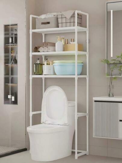 Estantería de almacenamiento independiente para baño, estantería de almacenamiento para inodoro y lavabo, estantería de almacenamiento para lavadora, estantería de almacenamiento sin necesidad de perforar, estantería de almacenamiento multifuncional y móvil para el hogar, dormitorio, baño de alquiler, esencial para volver a la escuela