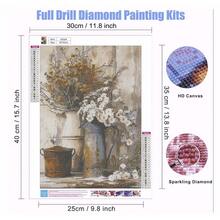 Dlylust Rustic Flower Diamond Art Painting Kits For Adults - Full Drill Diamond Dots Paintings For Beginners, Round 5D Paint With Diamonds Pictures Gem Art Painting Kits DIY Crafts Kits 12x16inch - 鄉村之花 - 查看 5