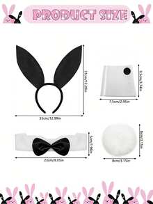 1/5/6 Set Of Women's Easter Bunny Role-Playing Costume Accessories - Rabbit Ear Headbands, Bow Ties, Cuffs, Rabbit Tails, Fishing Net Socks - Women's Style - Suitable For Halloween, Role-Playing Conventions, Theme Parties And Costume Events - Multicolor - View 3