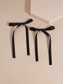 2个芭蕾舞风格女士简约丝带蝴蝶结发夹，适合各种场合，可爱花朵发夹，情人节礼物，发爪夹，发卡，学生用品，优雅，学院风，女士冬季装扮，蝴蝶结，发饰