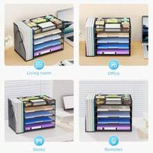 Marbrasse 5-Tier Desk Organizer With File HolderPaper Letter Tray Organizer Desktop File Organizer With Adjustable Compartments Mesh Desk Organizers And Accessories For Office Supplies Black - M - Xem 8