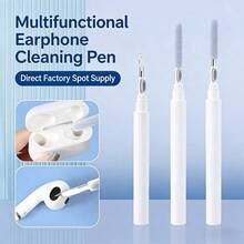 1-2-3 Multi-Functional Cleaning Pen With Soft Brush And Flocked Sponge, Suitable For Bluetooth Earphone Case Cleaning Tool - Multicolor - View 1