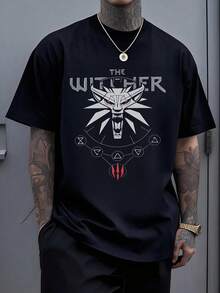 Camiseta The Witcher, Estampado Lobo Geralt, Playeras Gamer, Videojuegos, Maratones de Juegos,playera de hombre,ropa de hombre,playeras,parejas,envio nacional,regalo para hombre,oversize hombre. - Negro - Ver 1