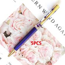 Customized Text Logo Metal Flat Head Oiled Floating Dried Flower Pen, Luxury Fashion Pen, Personalized Inspirational Pen, Back To School Gift, Daily Office & Student Use, Thoughtful Gift For Friends, Teachers, Family - Multicolor - View 26