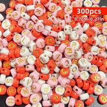 Yiwu Qiyou Accessories Co., LTD 300颗7毫米随机款式粉色/红色珠子，情人节配色，适用于项链、手链等珠宝制作，珠子及珠子组合