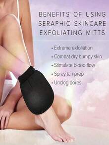 1只深层去角质手套，光滑亮泽 - 身体磨砂沐浴 - 去除干燥死皮 - 温和有效的去角质手套，韩国去角质手套，可明显去除死皮，适用于晒黑或毛周角化症，100%粘胶纤维制成，包含身体磨砂膏、收纳袋和发夹