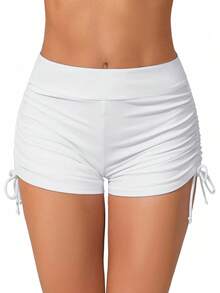 Women's Swim Shorts High Waisted Bathing Suit Bottoms Swimsuit Shorts Swimwear Bikini Board ShortsA Valentine's Day SAOI - 白色 - 查看 1