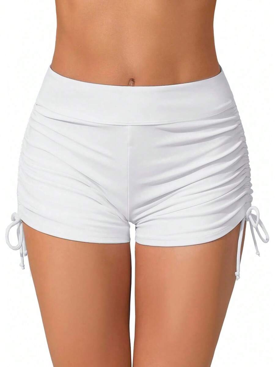 Women's Swim Shorts High Waisted Bathing Suit Bottoms Swimsuit Shorts Swimwear Bikini Board ShortsA Valentine's Day SAOI - 白色 - 查看 1