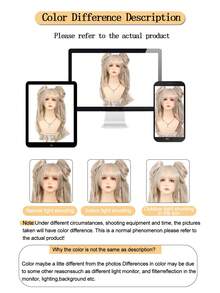 Long Wavy Lolita Layered Wig With Double Ponytail Synthetic Lolita Wig With Bangs Girl Blonde Black Cosplay Halloween Christmas Harajuku Wig 65cm - Multicolor - View 8