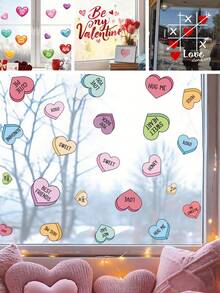 BRUP 1/3sheets/Set Valentine's Day Window Stickers, Heart-Shaped Element Vinyl Stickers, Static Cling Glass Decorations, Suitable For Kids Room Decoration, Double-Sided Visible Home Decorations - Multicolor - View 1
