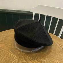 Women's Beret - Line Pattern, Foldable And Portable Winter Brimless Hat, No Elastic Soft Material, Available In 6 Colors (Black/Red/White/Yellow/Green/Beige) Suitable Casual Street Style And Student Outfits, Fashion Accessory, Multi-Functional Item, Recommended Hand Washing - màu xanh lá - Xem 3