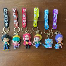 Mattel 1个K-POP恶魔猎人女团钥匙扣，动漫恶魔猎人背包挂件，汽车钥匙链，小礼物 - 彩色 - 查看 2