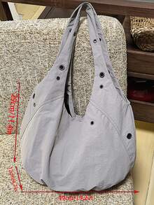 Dedoo 韩版尼龙独特单肩斜挎包，女士时尚通勤休闲单肩包 - 灰色 - 查看 3