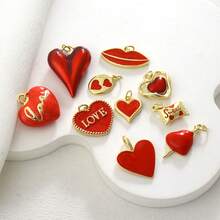 1pc Copper Creative New Fashion Red Heart Pendant, Valentine's Day Jewelry Accessory - Multicolor - View 11