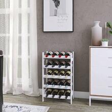 Wine Rack, 20 Bottles Display Holder, 5 - Tier Standing Storage Shelves Kitchen, Pantry, Cellar, Bar White - White - View 5