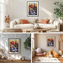 Diamond Painting Kits Red House For Adults, DIY 5D Landscape Diamond Painting, Full Drill Diamond Art Fall Scenery Kits Art Pictures For Gifts Home Wall Decor 30x40cm - 紅房子 - 查看 4