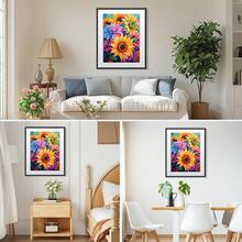 MISCER Flowers Diamond Art Kits For Adults, Colorful Sunflowers Diamond Painting Kits For Beginners, 5D Full Drill Round Paint With Diamonds Pictures, Gem Art Painting DIY Crafts Kit Decor 12x16inch - 花-08 - 查看 4