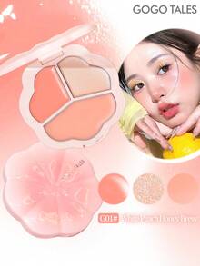 GOGO TALES Rubor en crema de 3 colores, con efecto luminoso e hidratante. Logra una piel brillante y tersa, con un rubor brillante y un sutil brillo perlado. Perfecto para estudiantes y principiantes en maquillaje, GOGOTALES - G01# Brew de miel y melocotón blanco - Ver 1