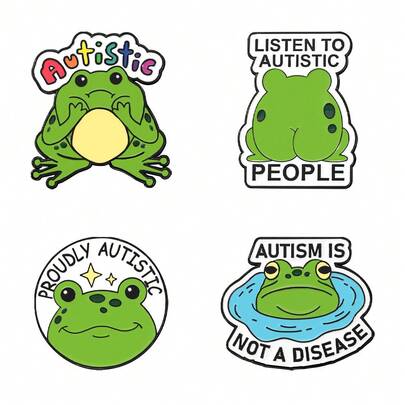 4pcs/Set Frog Enamel Brooch Pin Valentine Fashion Decorative Brooches Ornaments Lapel Bag Badges Jewelry Gifts