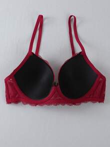 Sutiã feminino sexy de renda com bojo e efeito push-up (1 peça) - Vermelho - Ver 5
