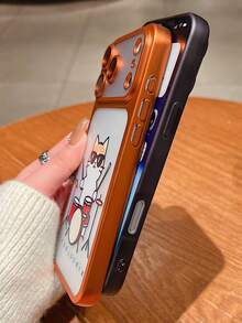 DIY Drumming Cat New Style Instant Change 17 Phone Case, Luxurious High-End Electroplated Matte Texture Lens Film Protective Cover, Compatible With IPhone 17 Pro Max 16 15 14 13 Protective Case, Christmas Gift, New Year Gift, Easter Gift - Orange - View 9